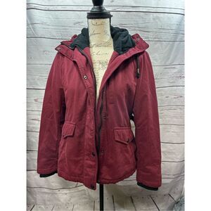 Sebby medium‎ maroon zip up  puffy jacket